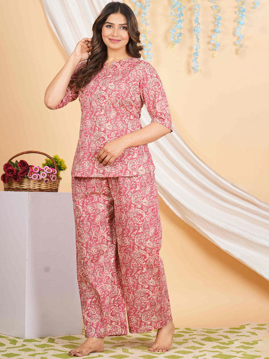 Rajputana Camisa Floral Printed Pure Cotton Night Suit – photo 3