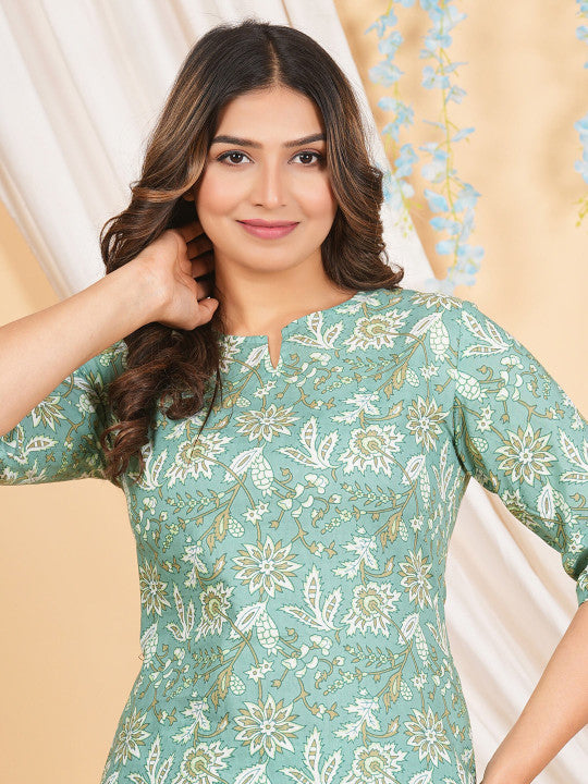 RAJPUTANA CAMISA Floral Printed Pure Cotton Night Suit – photo 2