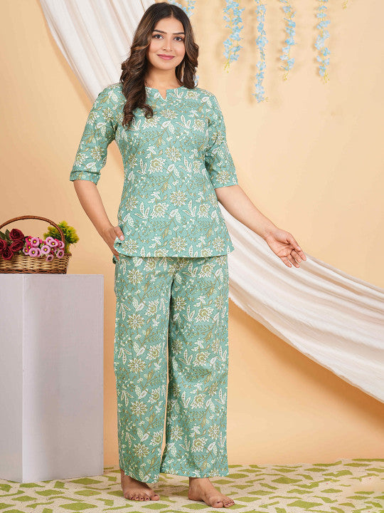 RAJPUTANA CAMISA Floral Printed Pure Cotton Night Suit – photo 3