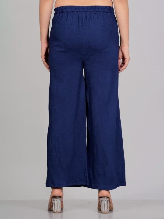 Rajputana Camisa Women Blue Woven Straight Fit Palazzos – photo 4