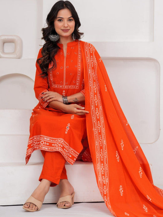 RAJPUTANA CAMISA Women Ethnic Motifs Printed Pure Cotton Kurta Set – photo 2