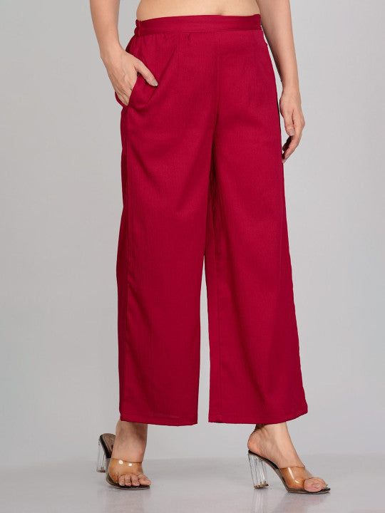 Rajputana Camisa Women Red Woven Straight Fit Palazzos – photo 2