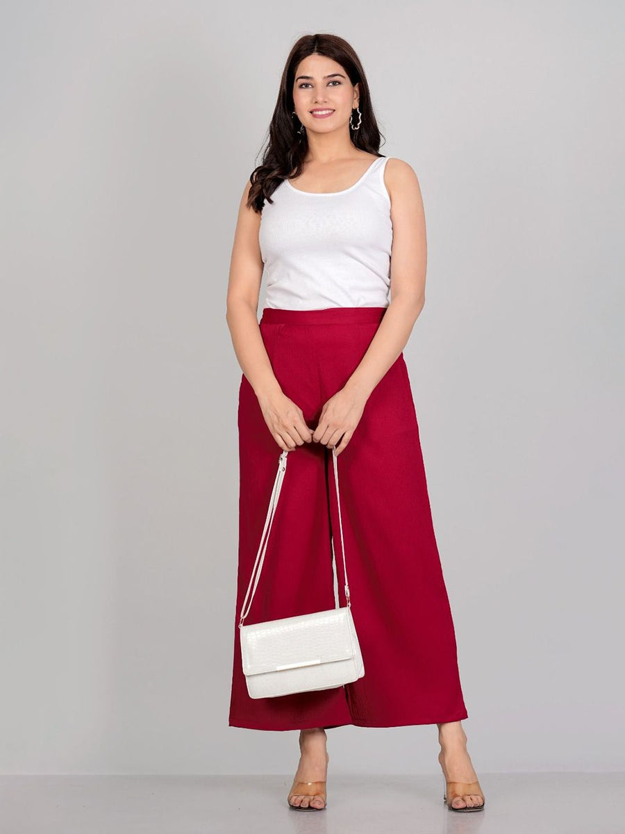 Rajputana Camisa Women Red Woven Straight Fit Palazzos – photo 5