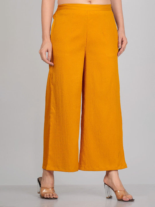 RAJPUTANA CAMISA Women Yellow Solid Straight Fit Palazzos – photo 2