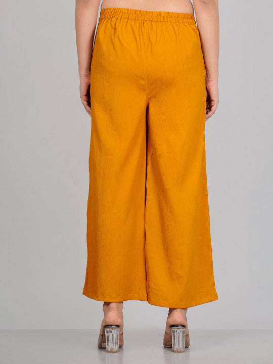 RAJPUTANA CAMISA Women Yellow Solid Straight Fit Palazzos – photo 4