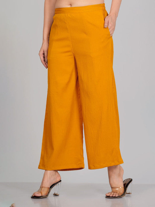 RAJPUTANA CAMISA Women Yellow Solid Straight Fit Palazzos – photo 3