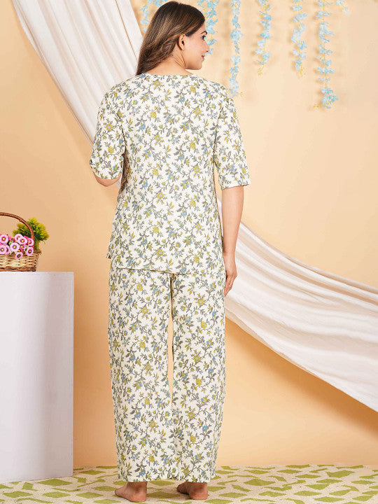 RAJPUTANA CAMISA Floral Printed Pure Cotton Night Suit Women – photo 4