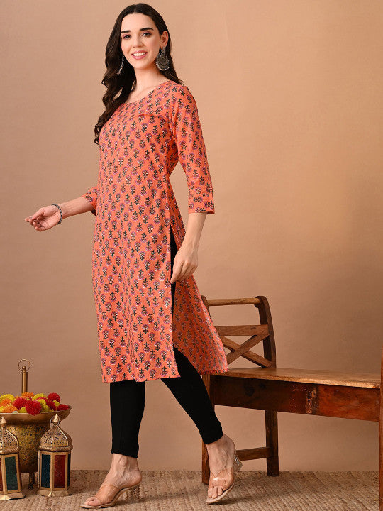 Rajputana Camisa Floral Printed Cotton Regular Straight Kurta – photo 3