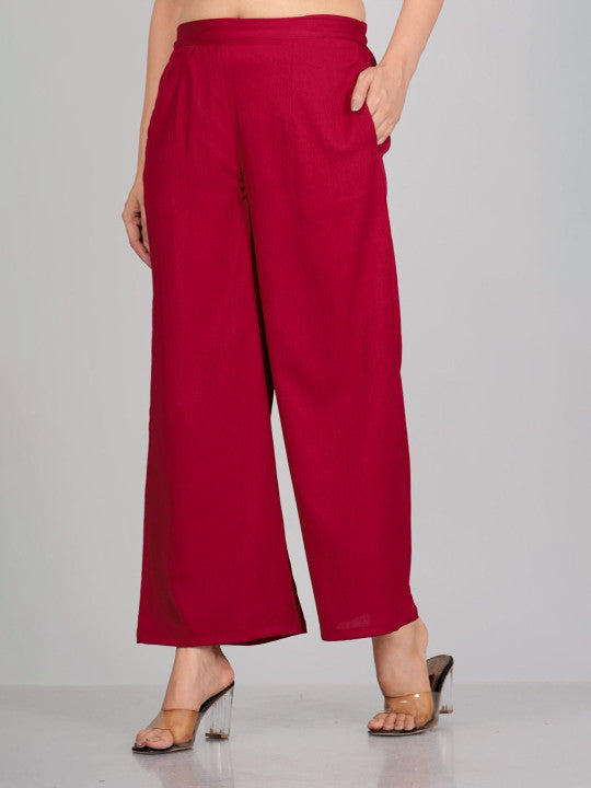 Rajputana Camisa Women Red Woven Straight Fit Palazzos – photo 3