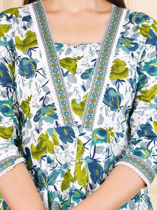 RAJPUTANA CAMISA Women Floral Print Pure Cotton Anarkali Kurta Set – photo 2