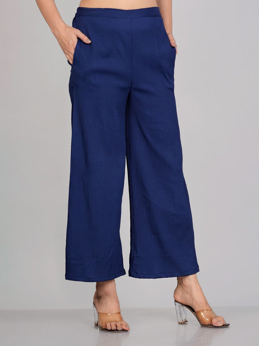 Rajputana Camisa Women Blue Woven Straight Fit Palazzos