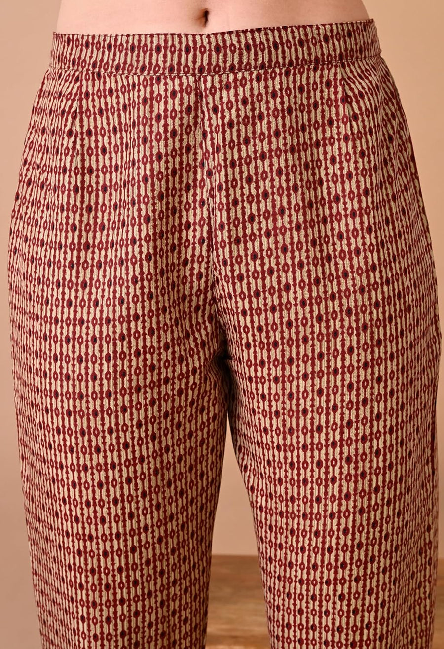 Rajputana Camisa Women's Cotton Blend Maroon Kurta Pant Set – photo 7