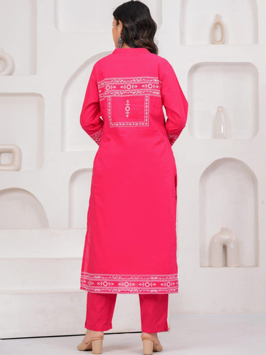 Rajputana Camisa Ethnic Motifs Printed Pure Cotton Kurta Set With Dupatta – photo 2