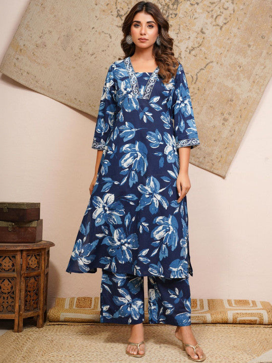 RAJPUTANA CAMISA Women Floral Printed Pure Cotton Kurta with Palazzos – photo 2