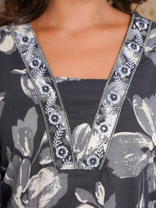 RAJPUTANA CAMISA Women Floral Printed Pure Cotton Kurta With Trousers – photo 2