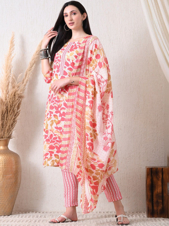RAJPUTANA CAMISA Floral Printed Thread Work Kurta Set with Dupatta – photo 2