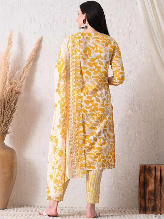RAJPUTANA CAMISA Women Floral Printed Kurta Trousers Dupatta Set – photo 2
