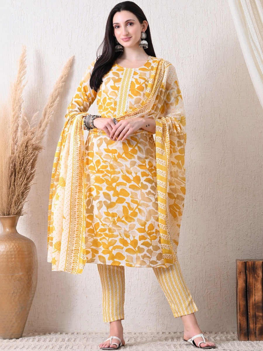 RAJPUTANA CAMISA Women Floral Printed Kurta Trousers Dupatta Set