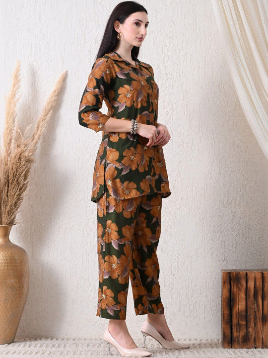 RAJPUTANA CAMISA Printed Shirt Collar Top & Trousers Co-Ords – photo 4