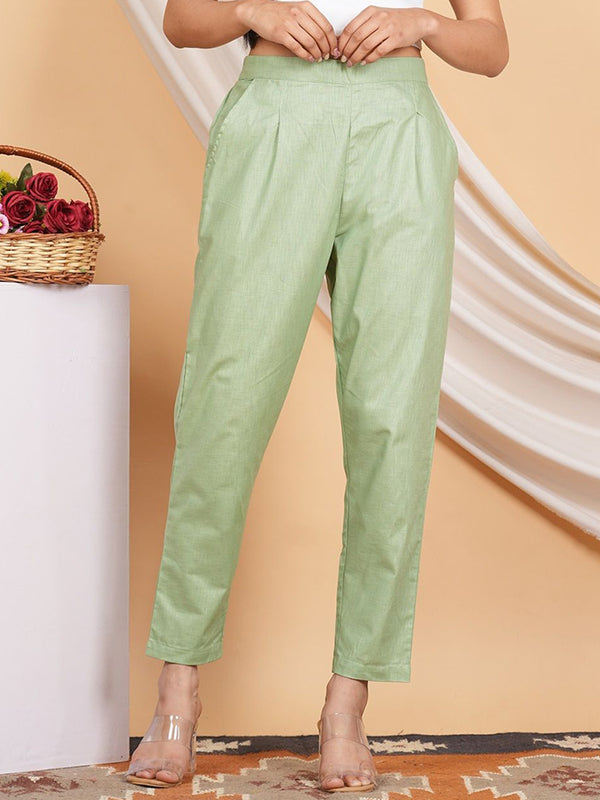 Rajputana Camisa High Rise Stretchable Trouser Green