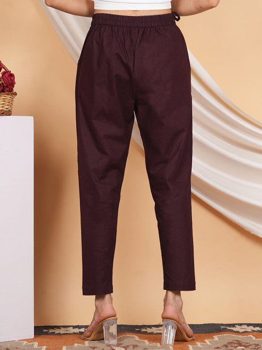 Rajputana Camisa High-Rise Linen Trousers Maroon – photo 2