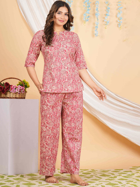 Rajputana Camisa Floral Printed Pure Cotton Night Suit – photo 4