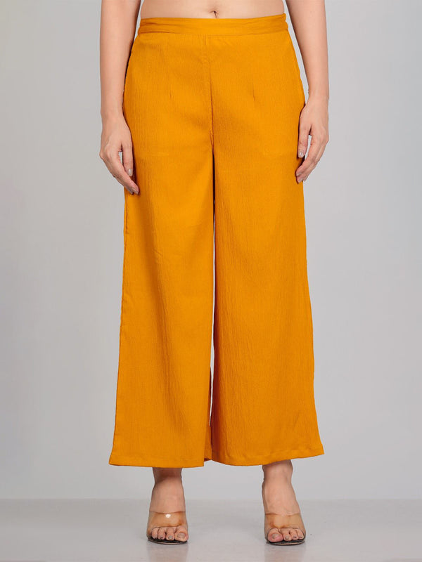 RAJPUTANA CAMISA Women Yellow Solid Straight Fit Palazzos