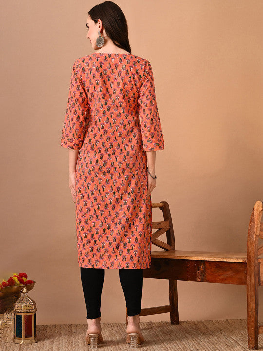 Rajputana Camisa Floral Printed Cotton Regular Straight Kurta – photo 4