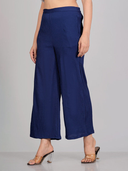 Rajputana Camisa Women Blue Woven Straight Fit Palazzos – photo 3