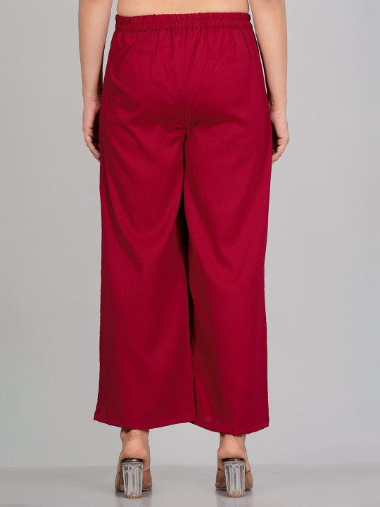 Rajputana Camisa Women Red Woven Straight Fit Palazzos – photo 4