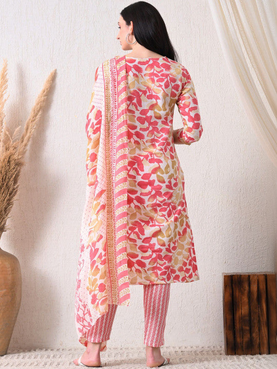 RAJPUTANA CAMISA Floral Printed Thread Work Kurta Set with Dupatta – photo 4