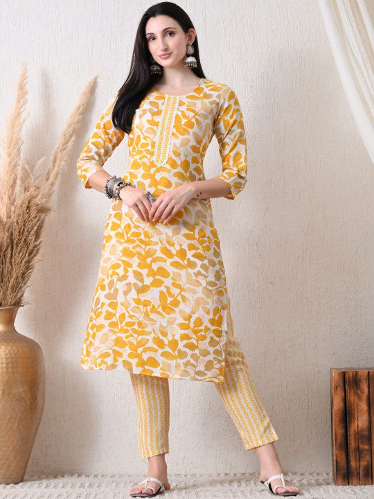 RAJPUTANA CAMISA Women Floral Printed Kurta Trousers Dupatta Set – photo 3