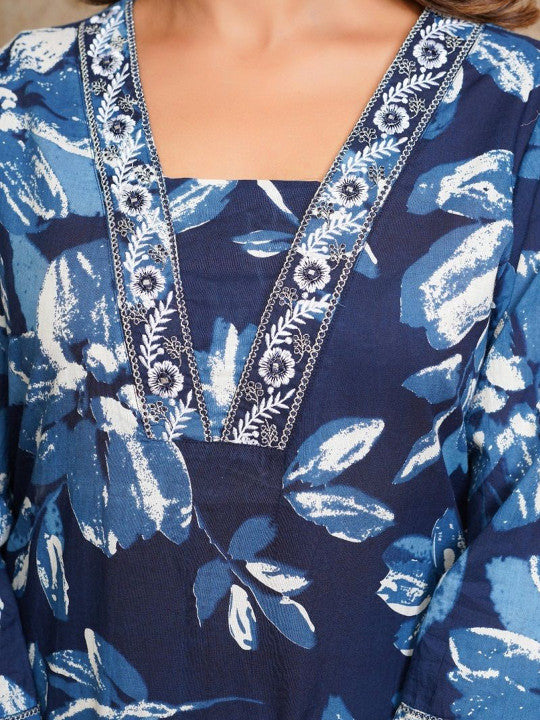RAJPUTANA CAMISA Women Floral Printed Pure Cotton Kurta with Palazzos – photo 4